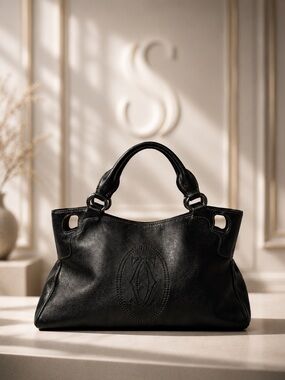 Cartier Vintage Marcello Black Leather Shoulder Bag | W Dust Bag | Like New Rare